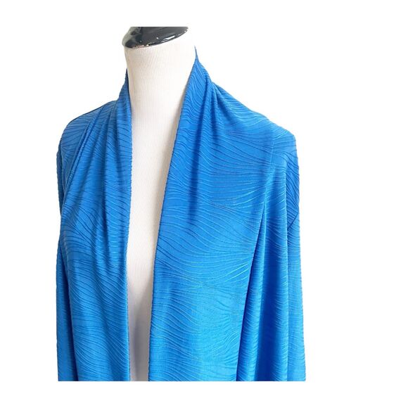 Croft & Barrow Blue Embroidered Wavy Design Cardigan Size 2X Lapel Collar - Picture 5 of 13